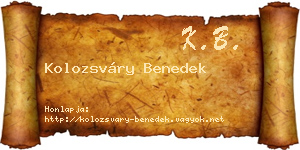 Kolozsváry Benedek névjegykártya