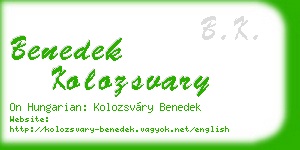 benedek kolozsvary business card