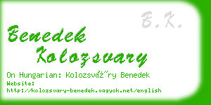 benedek kolozsvary business card